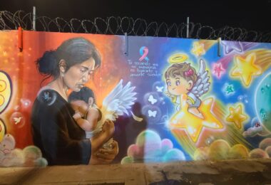 Mural dedicado a los bebés fallecidos, ubicado en calle San Fernando 14, Centro Histórico. Iniciativa impulsada por Citlalli Moran.